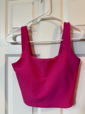 Abercrombie YPBsculptLUX Hot Pink Square Neck Athletic Crop Tank Top